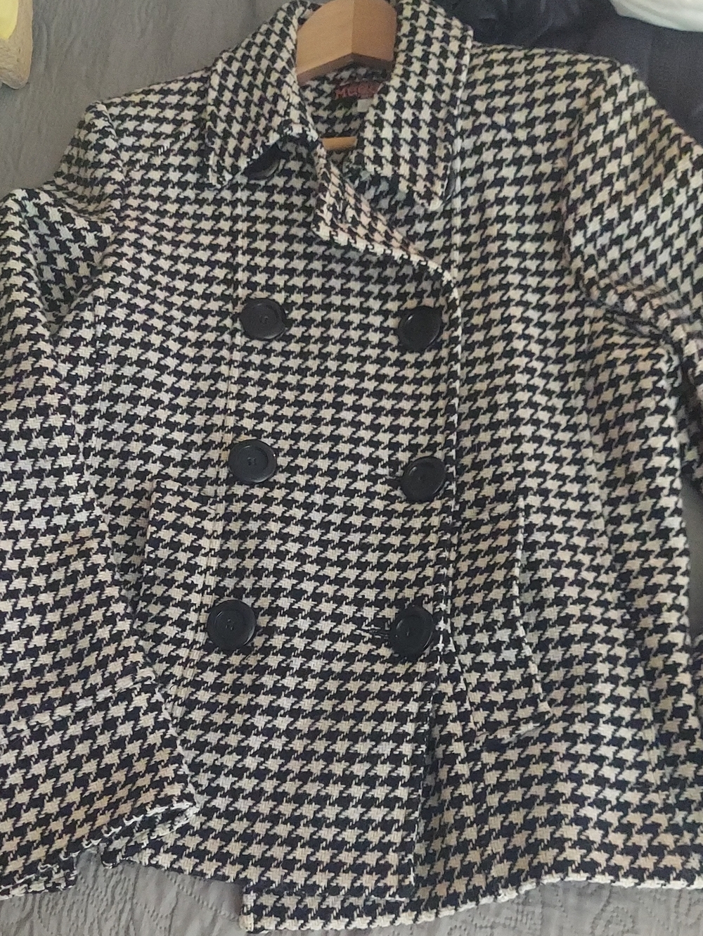 Mudd Houndtooth Pea Coat EUC